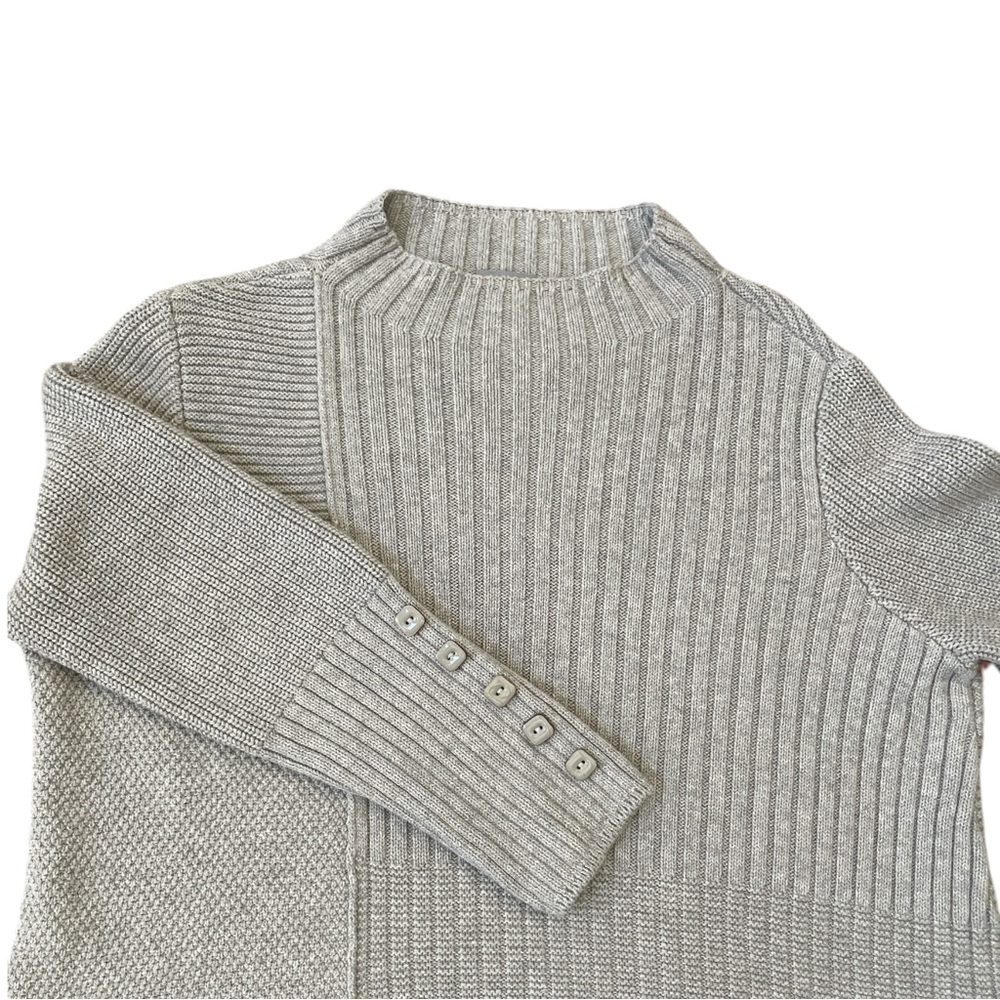 Habitat Textured Mock Neck Sweater 100% Cotton Gray Small Minimalist Neutral - Picture 7 of 14